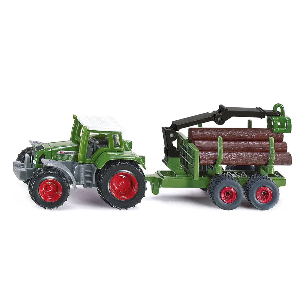 Siku Fendt Tractor With Forestry Trailer Crane & Tree Trunks Model
