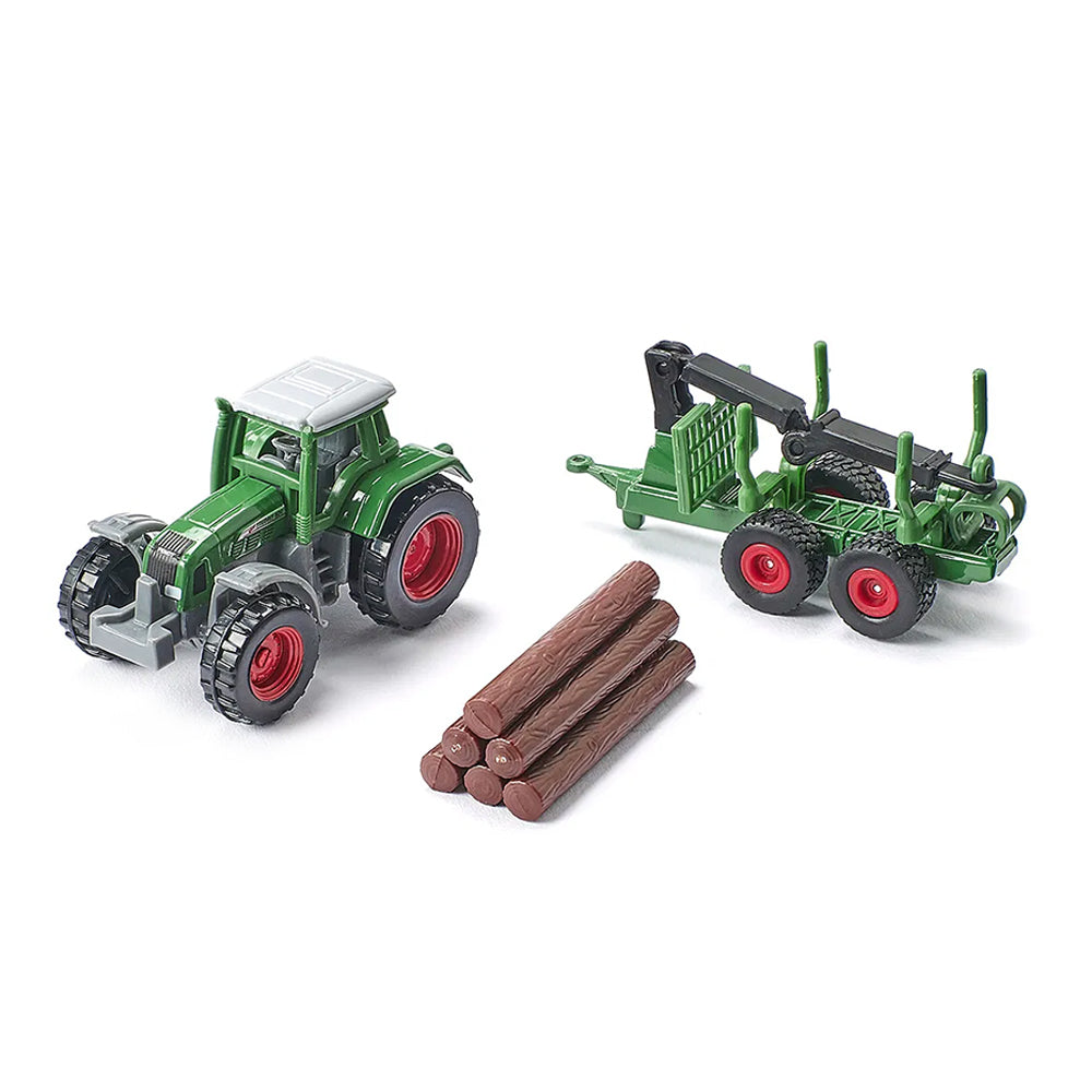 Siku Fendt Tractor With Forestry Trailer Crane & Tree Trunks Model
