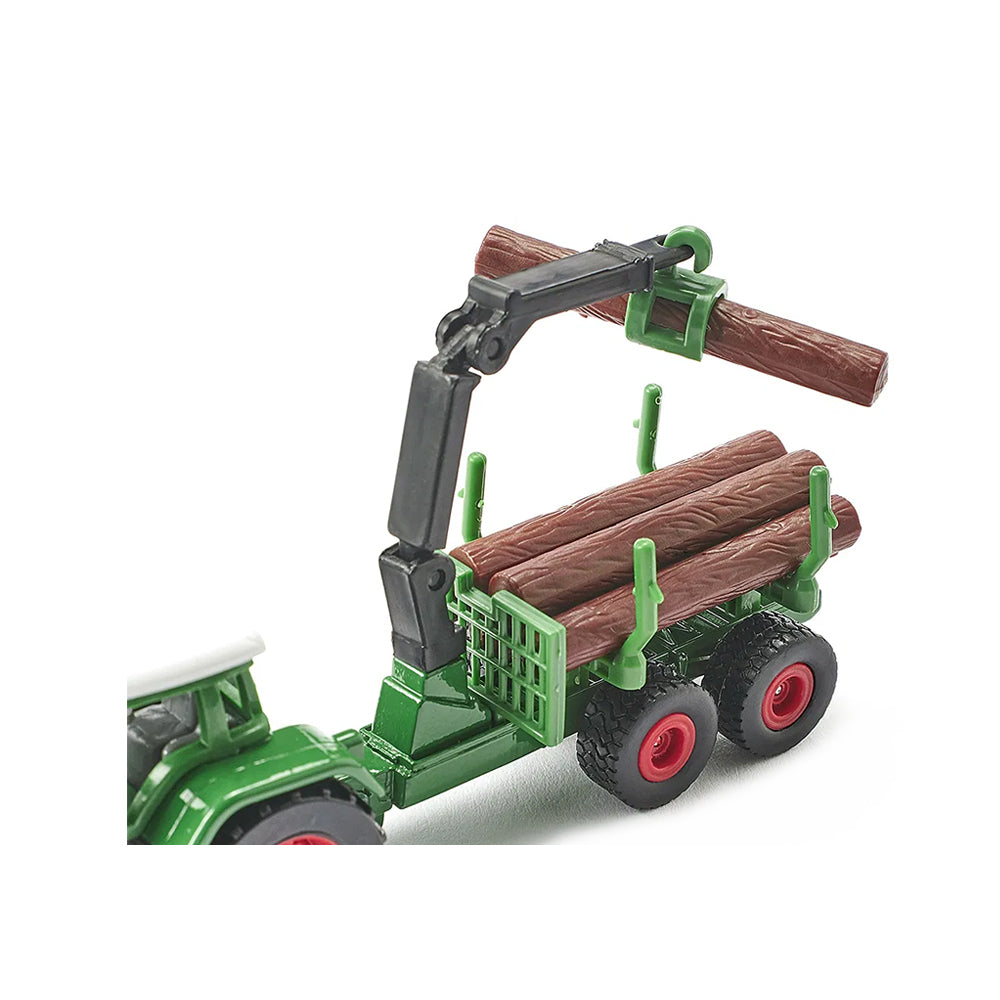 Siku Fendt Tractor With Forestry Trailer Crane & Tree Trunks Model