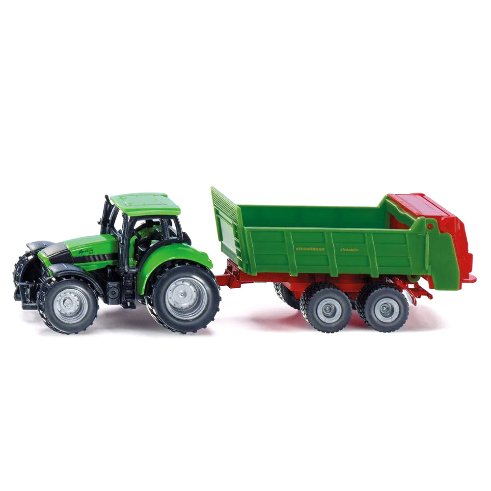 Siku Deutz Fahr Tractor With Strautmann Universal Manure Spreader Diecast Model