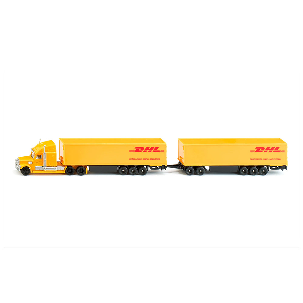 Siku 1:87 Scale Freightliner DHL Road Train With Luggage Trailers Diecast Model
