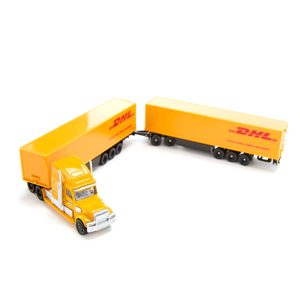 Siku 1:87 Scale Freightliner DHL Road Train With Luggage Trailers Diecast Model