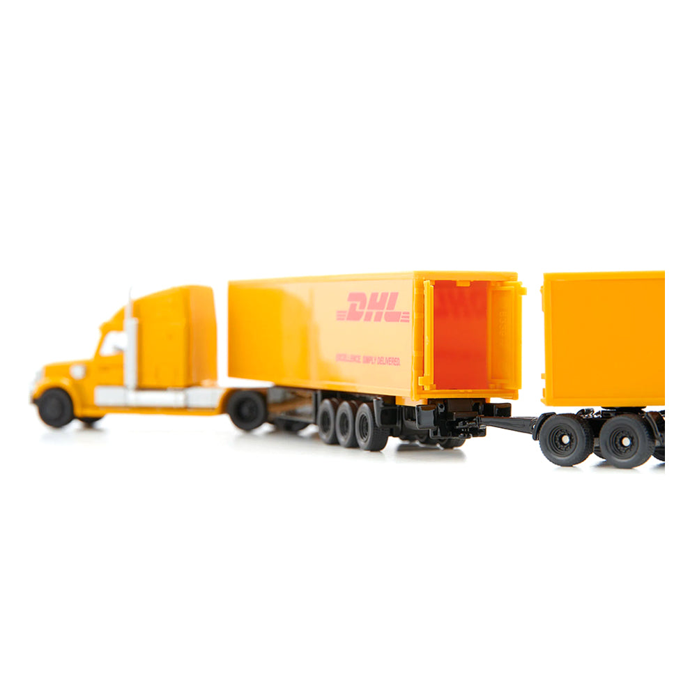 Siku 1:87 Scale Freightliner DHL Road Train With Luggage Trailers Diecast Model