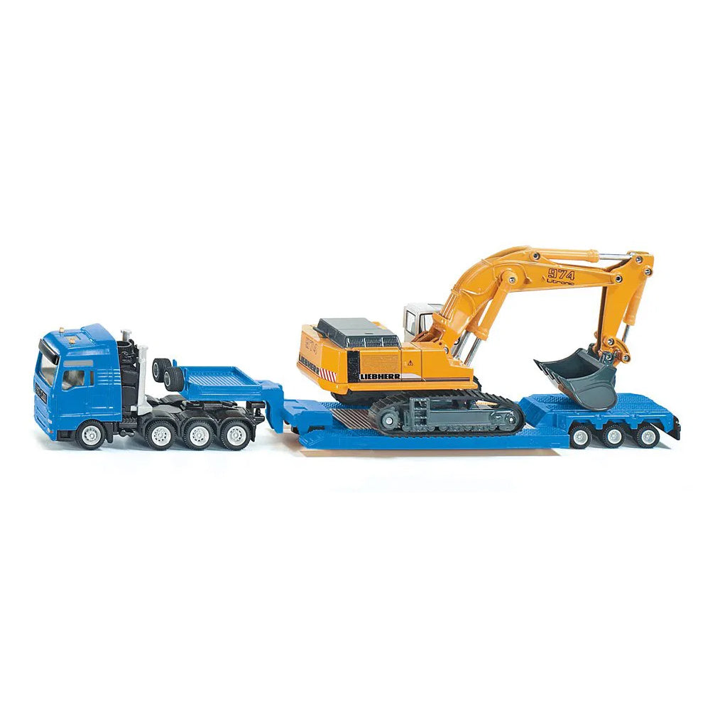 Siku 1:87 MAN Haulage Low Loader Transporter With Liebherr Excavator Diecast Toy