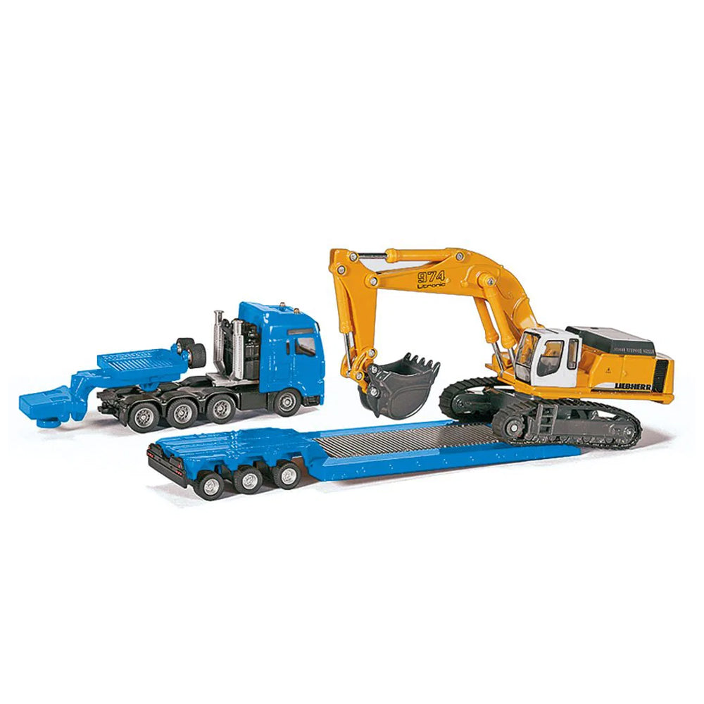 Siku 1:87 MAN Haulage Low Loader Transporter With Liebherr Excavator Diecast Toy