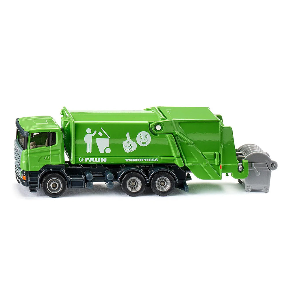 Siku 1:87 Scale Scania Faun Refuse Lorry With Wastebin Diecast Model