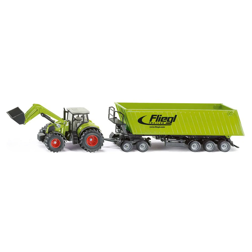 Siku 1:50 Claas Axion 850 Tractor With Frontloader Dolly Tipping Trailer Toy