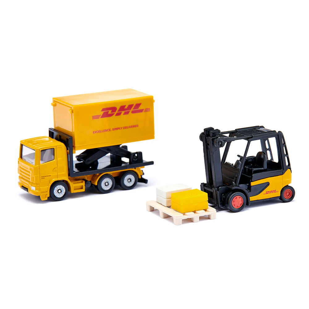 Siku DHL Logistics Truck With Forklift Gift Set Toy Yellow Model