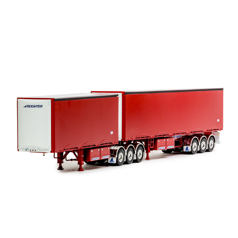 Drake 1:50 Scale Eziliner B Double Trailer Set Red Model ZT09278