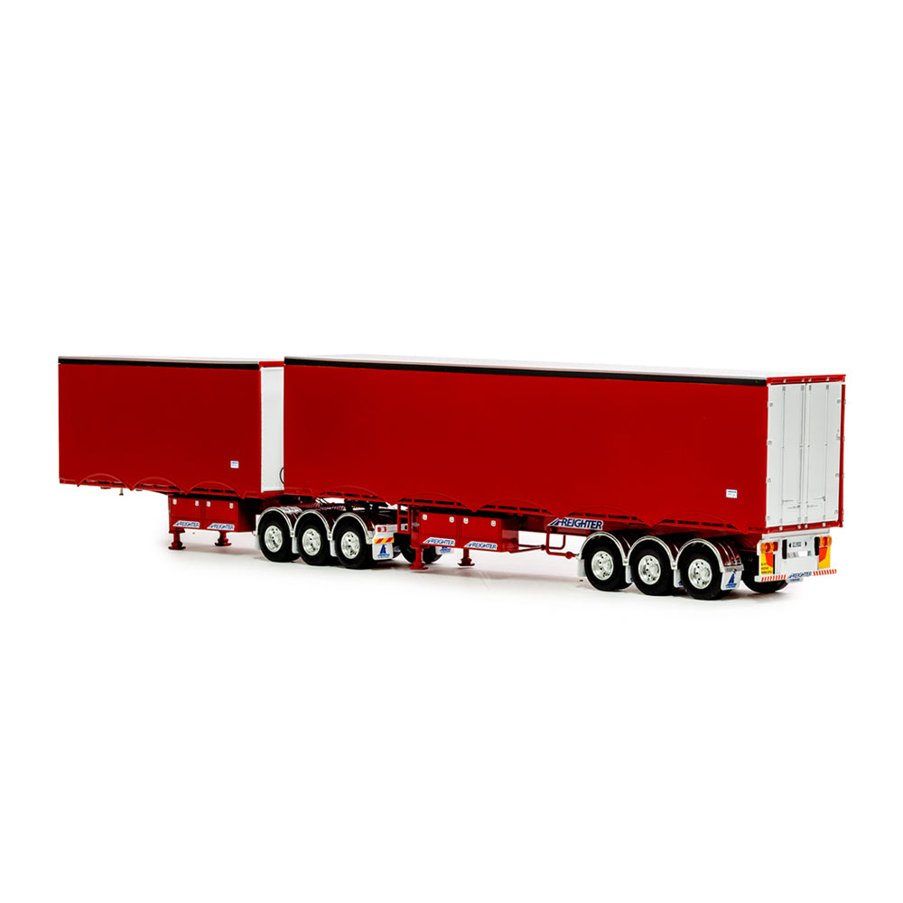 Drake 1:50 Scale Eziliner B Double Trailer Set Red Model ZT09278