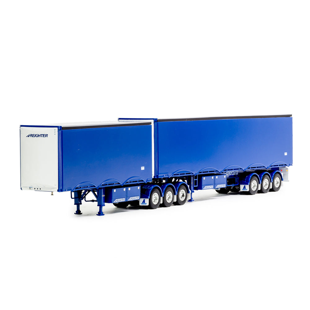 Drake 1:50 Scale Eziline B Double Trailer Set Blue Model ZT09277