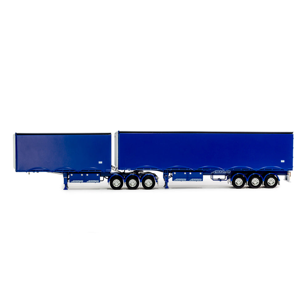 Drake 1:50 Scale Eziline B Double Trailer Set Blue Model ZT09277