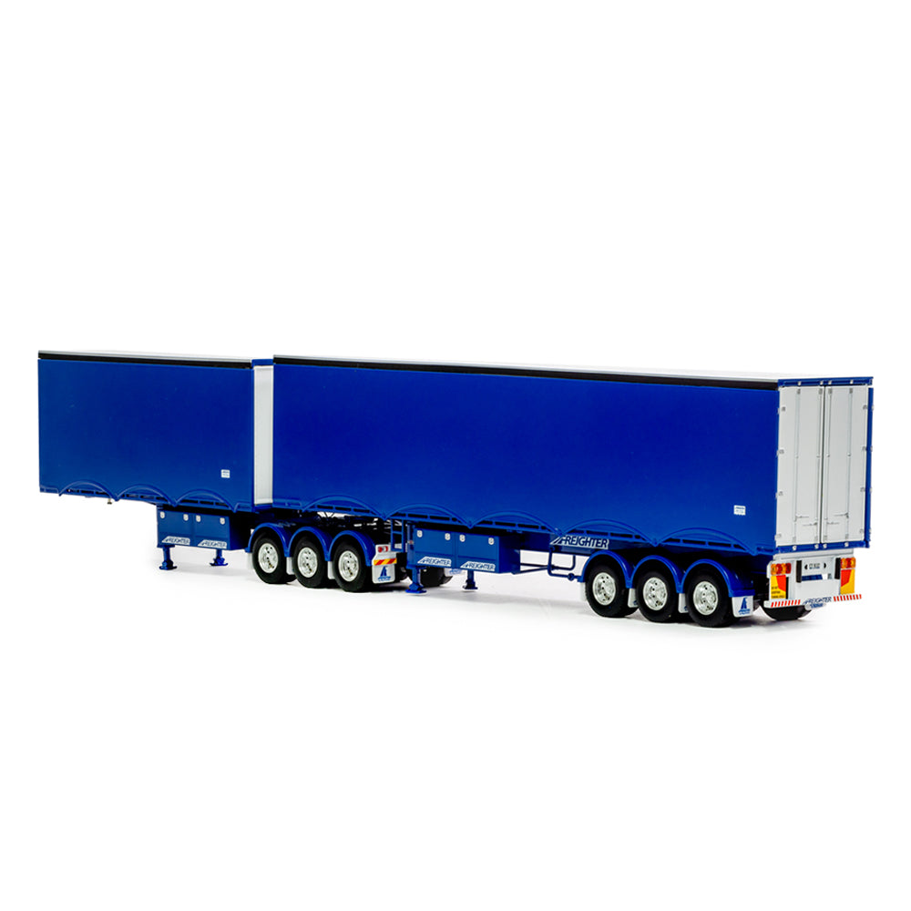 Drake 1:50 Scale Eziline B Double Trailer Set Blue Model ZT09277