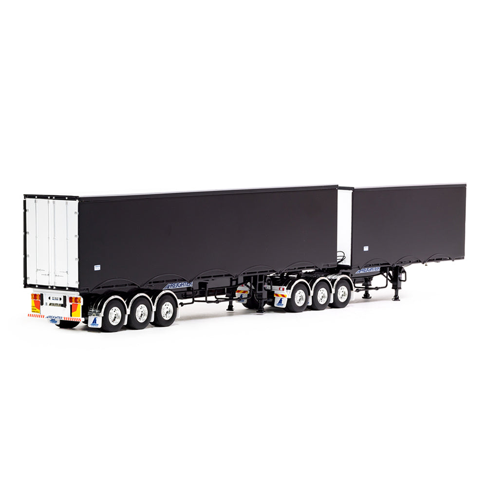 Drake 1:50 Scale Eziline B Double Trailers Set Black Model