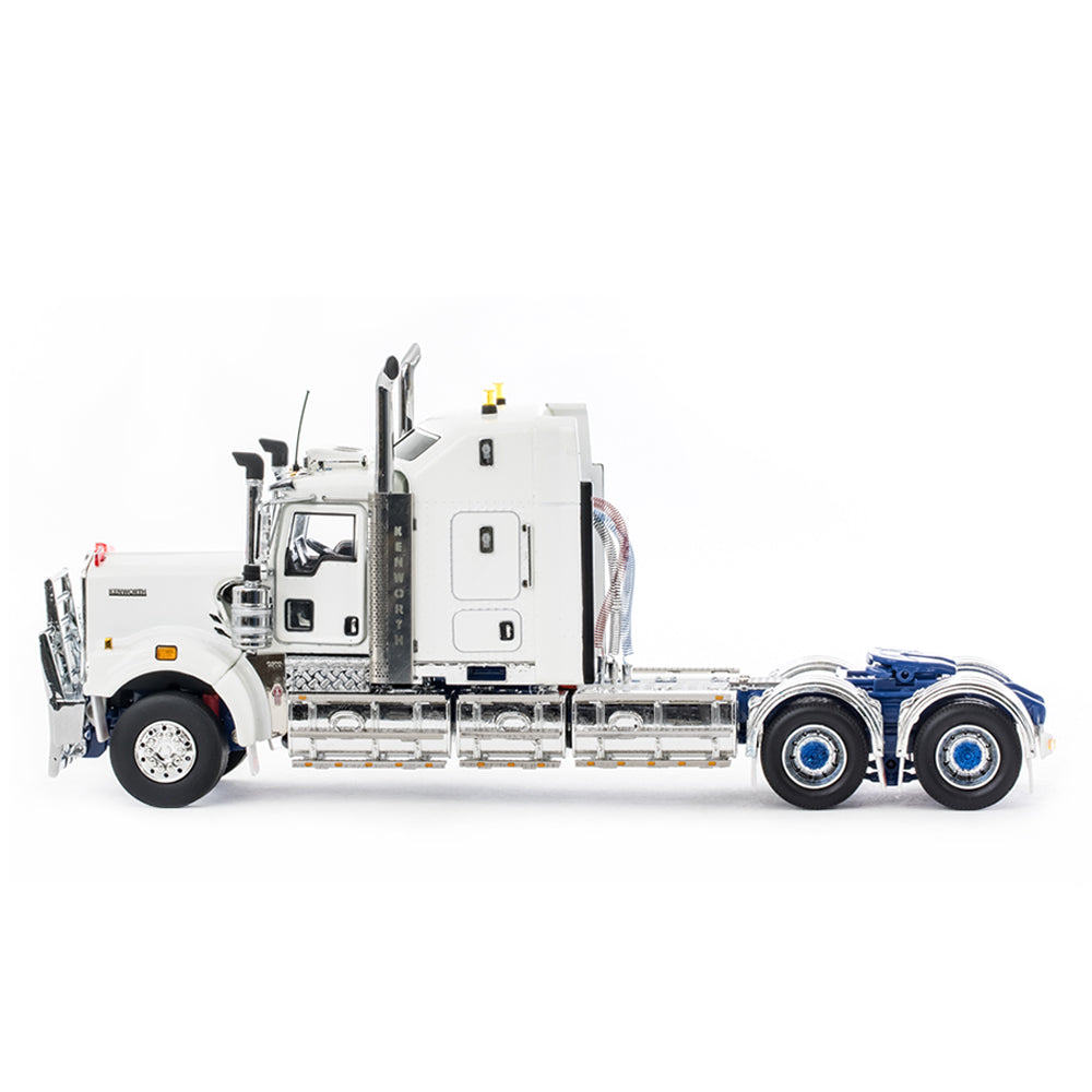 Drake 1:50 Scale Kenworth C509 Sleeper Truck White With Blue Chassis Model Collectible