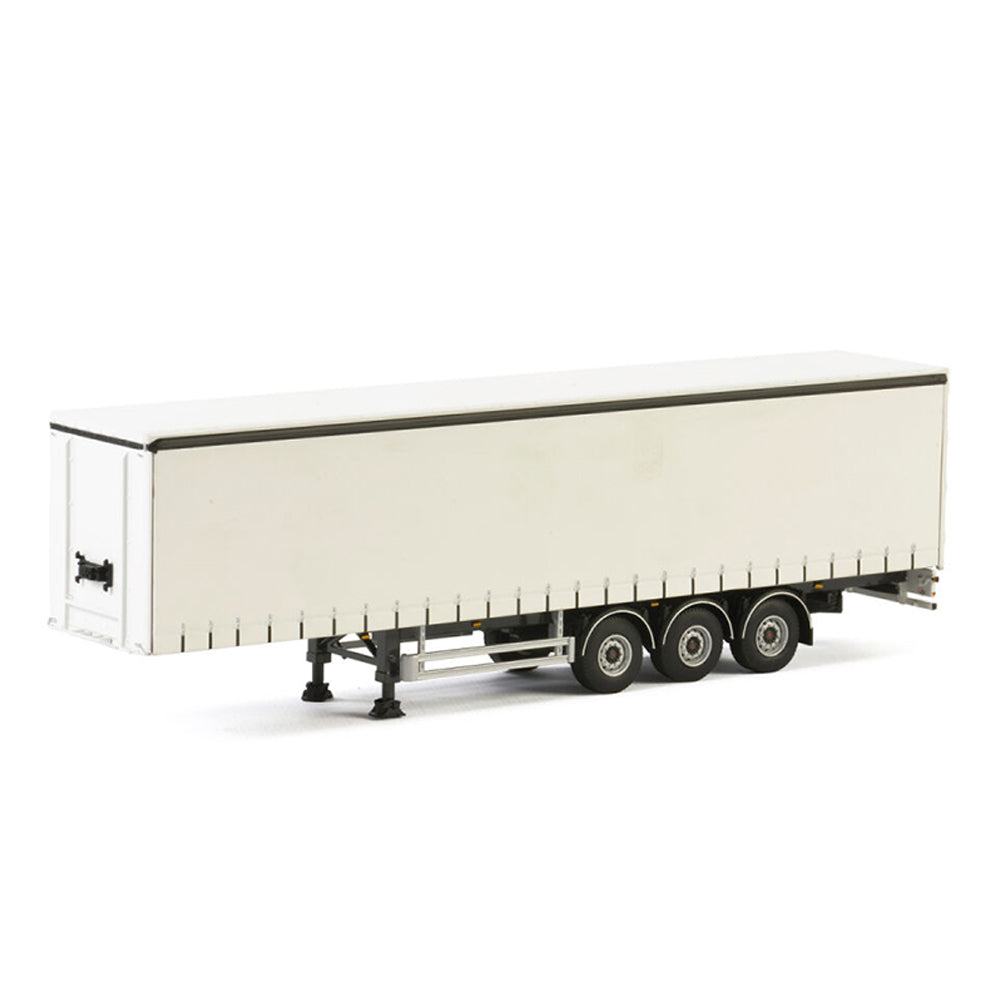 WSI 1:50 Scale 3 Axle Curtainside Trailer White Diecast Model