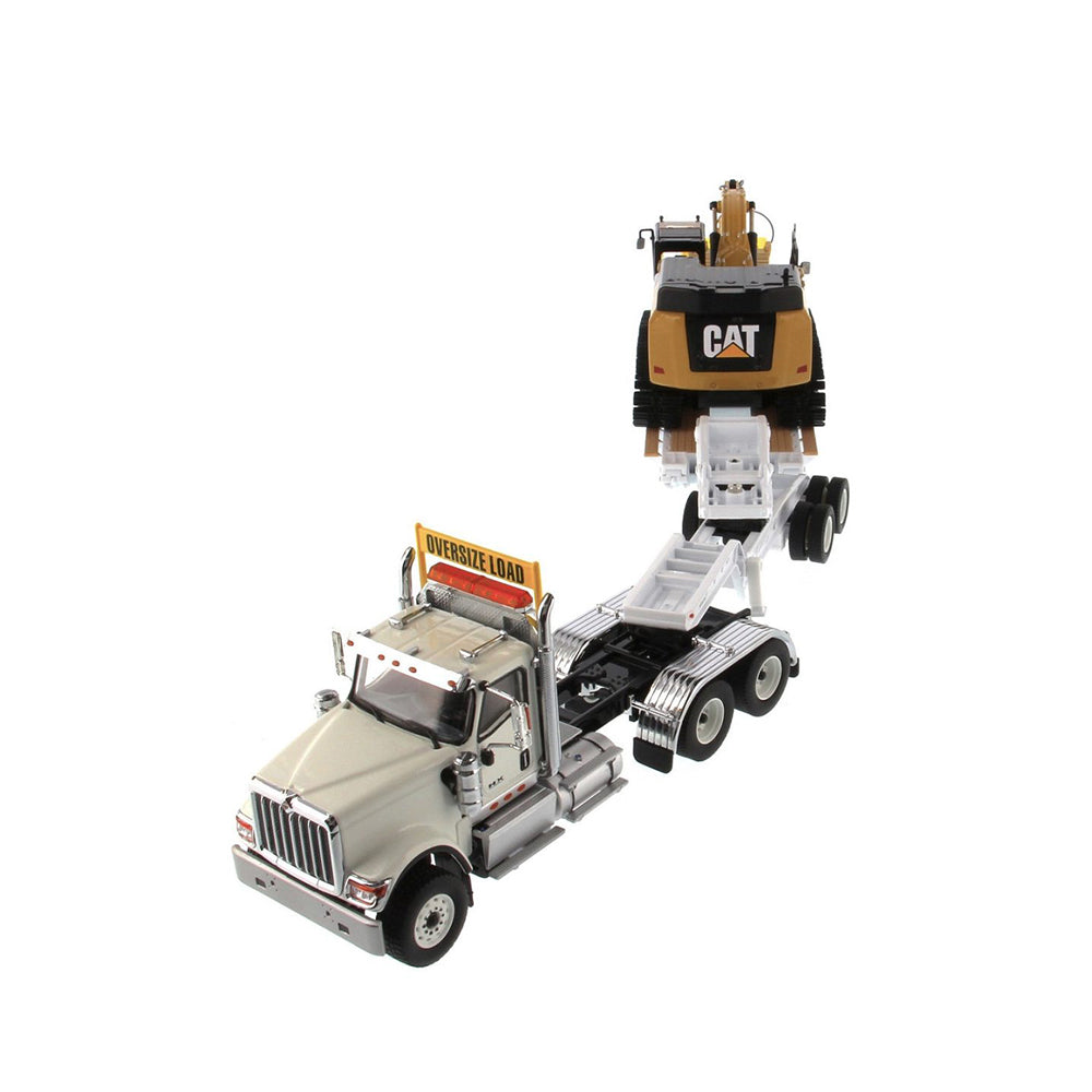 Diecast Masters 1:50 Scale HX520 Tandem Tractor W/ XL120 Trailer & Cat 349F Excavator