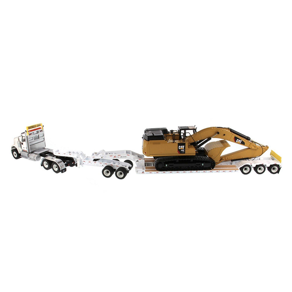Diecast Masters 1:50 Scale HX520 Tandem Tractor W/ XL120 Trailer & Cat 349F Excavator