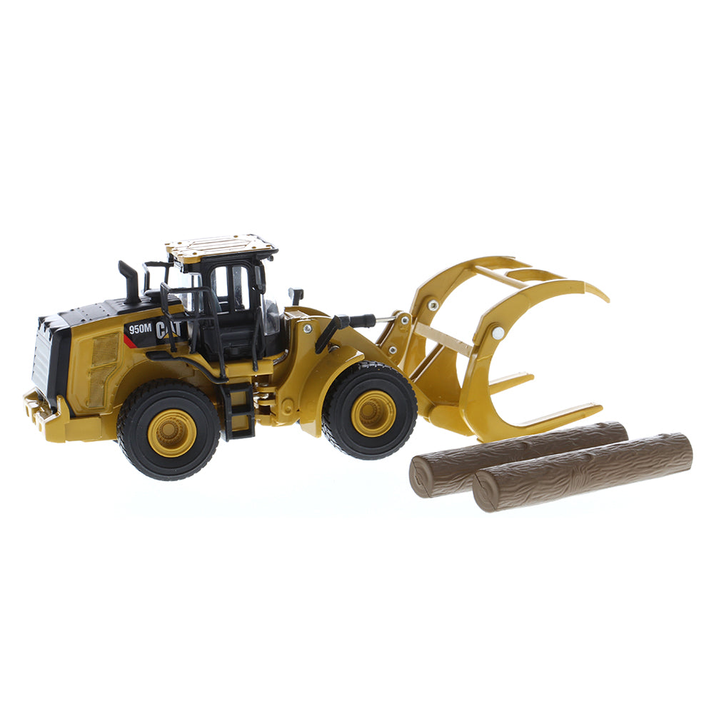 Diecast Masters 1:64 Scale Cat 950M Wheel Loader With Log Fork Bucket & 2 Logs