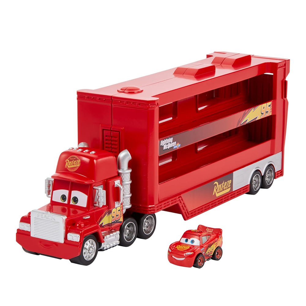 Hot Wheels Disney Pixar Cars Mack Mini Racers Transporter & 1 Mini Car Toy Model
