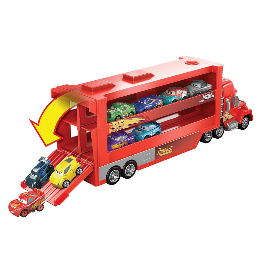 Hot Wheels Disney Pixar Cars Mack Mini Racers Transporter & 1 Mini Car Toy Model