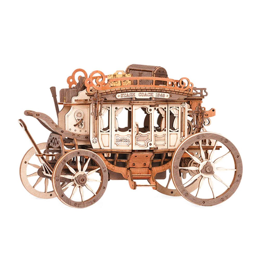 Rokr Music Box Stagecoach Mechanical 3D Wooden Puzzle DIY Model Kit