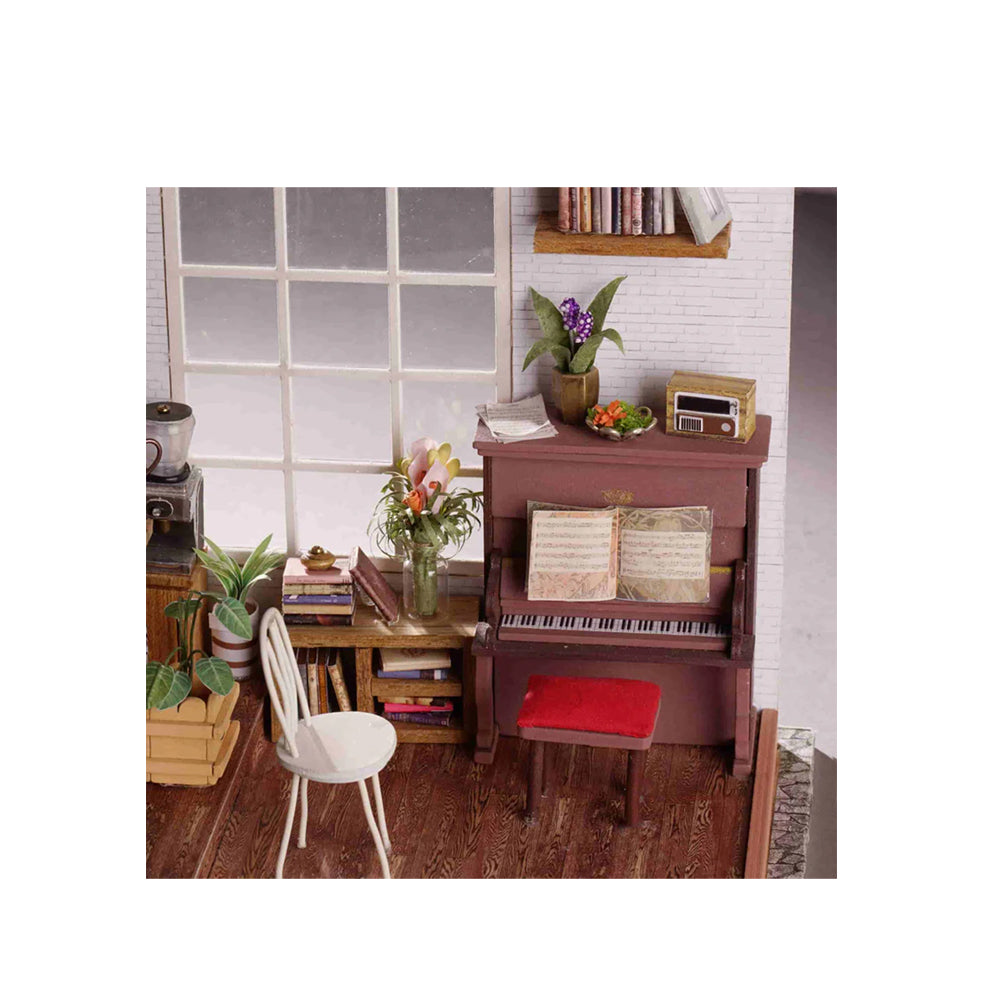 Rolife Simon's Coffee Shop With LED Dollhouse DIY Miniature House Model Kit