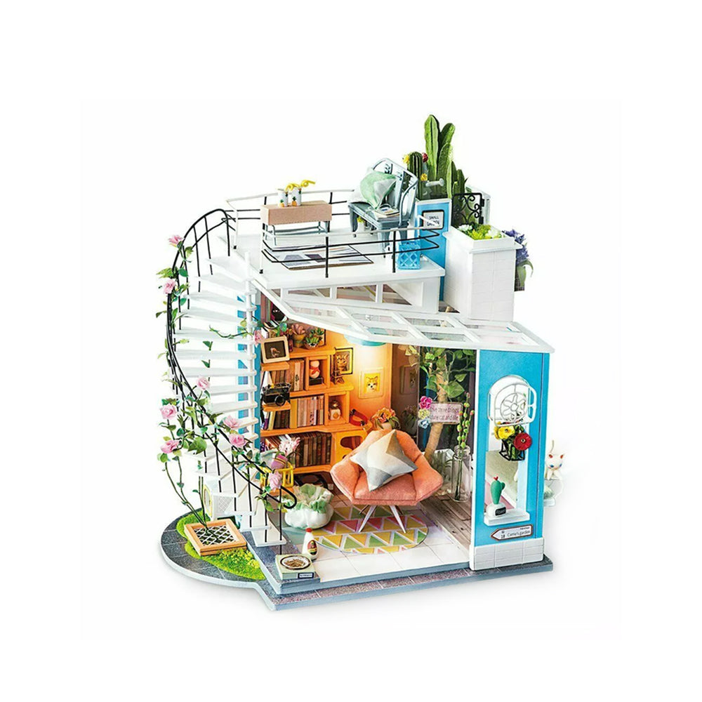 Rolife Dora's Loft With LED Light Dollhouse DIY Miniature House Model Kit