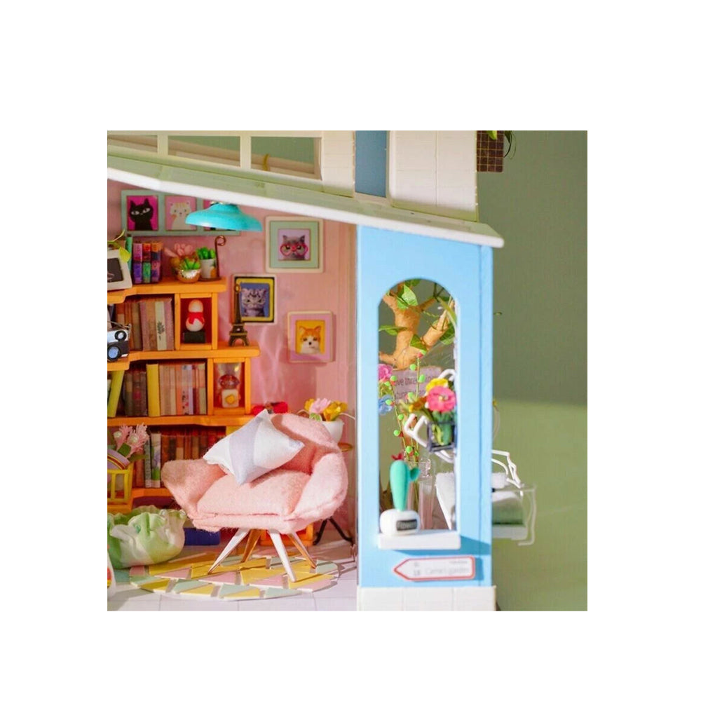 Rolife Dora's Loft With LED Light Dollhouse DIY Miniature House Model Kit