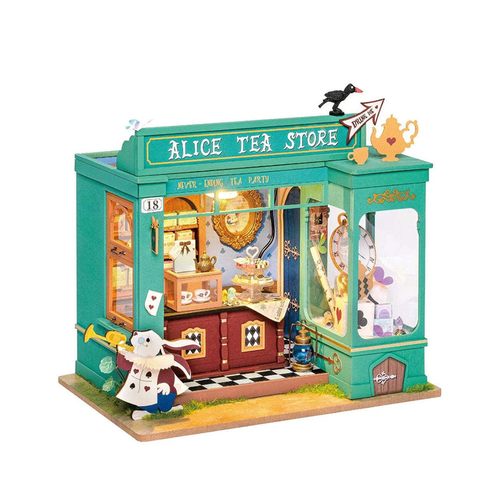 Rolife Alices Tea Store With LED Light Dollhouse DIY Miniature House Model Kit