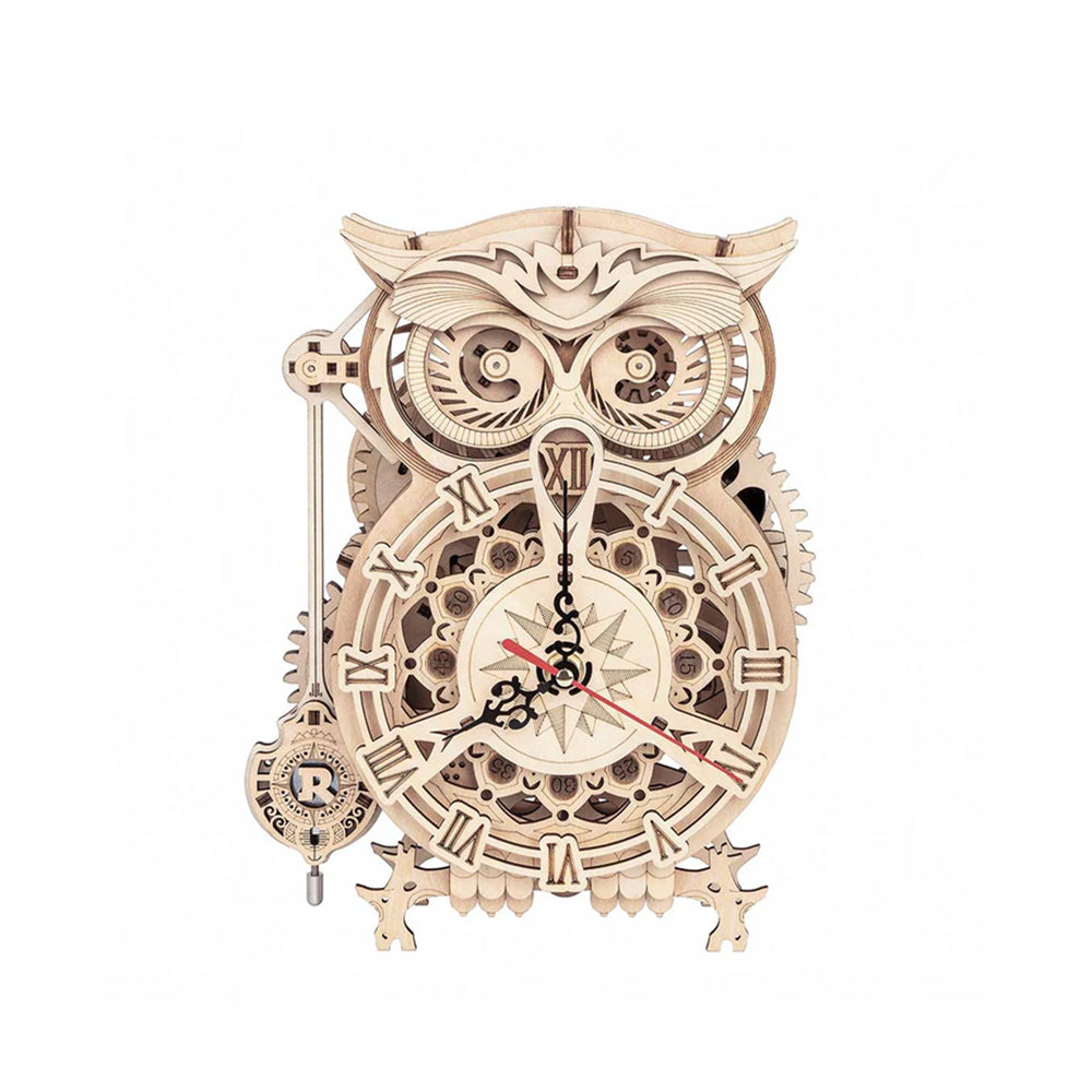 Rokr Owl Clock Mechanical Gears 3D Wooden Puzzle DIY Model Kit