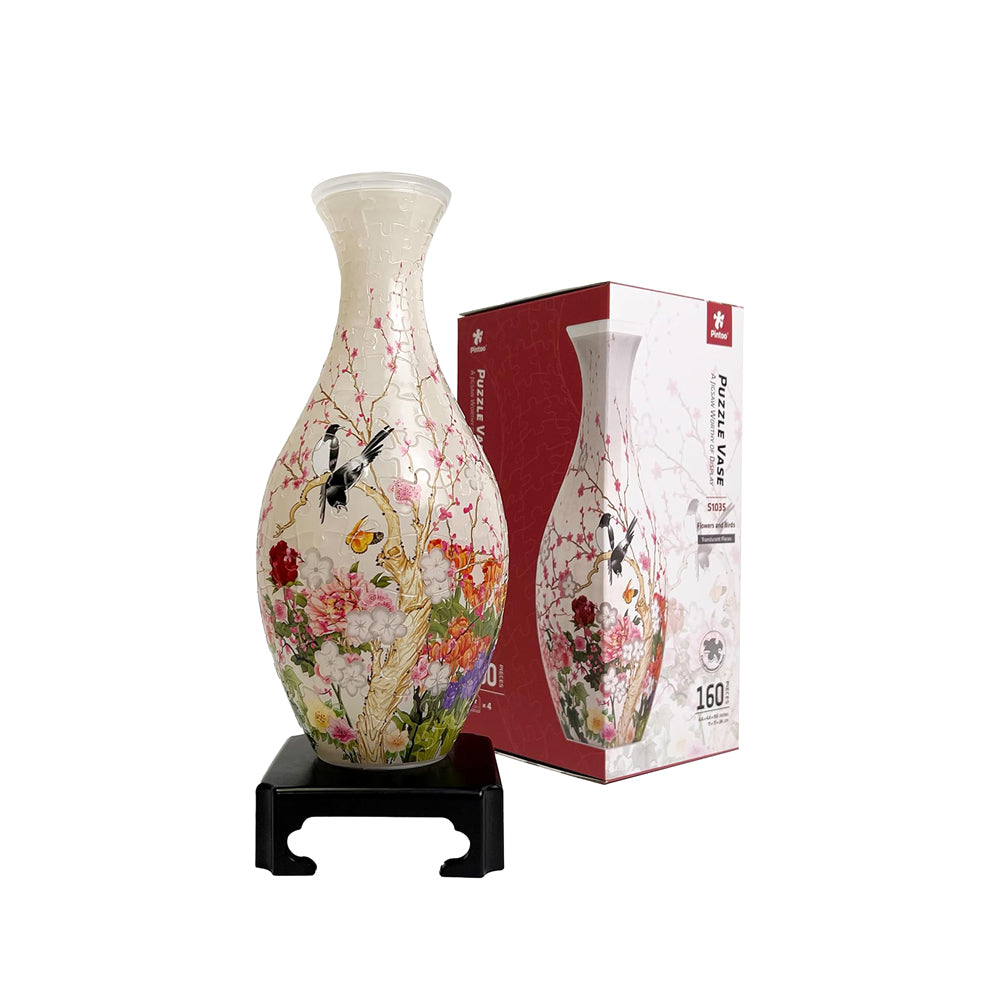 Pintoo Vase Translucent Flowers & Birds 3D Curved Puzzle Assembly Model