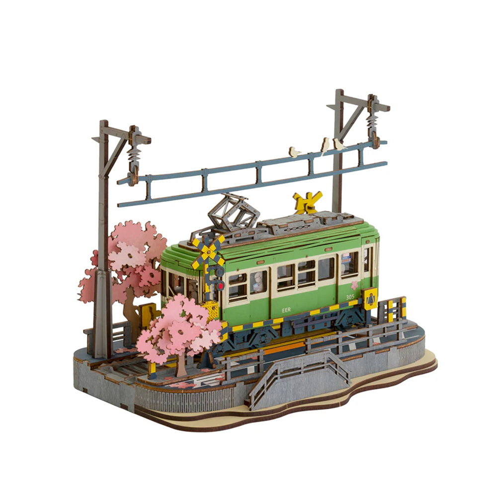 Rolife Sakura Journey Tram With LED Light 3D Wooden Puzzle DIY Model Kit