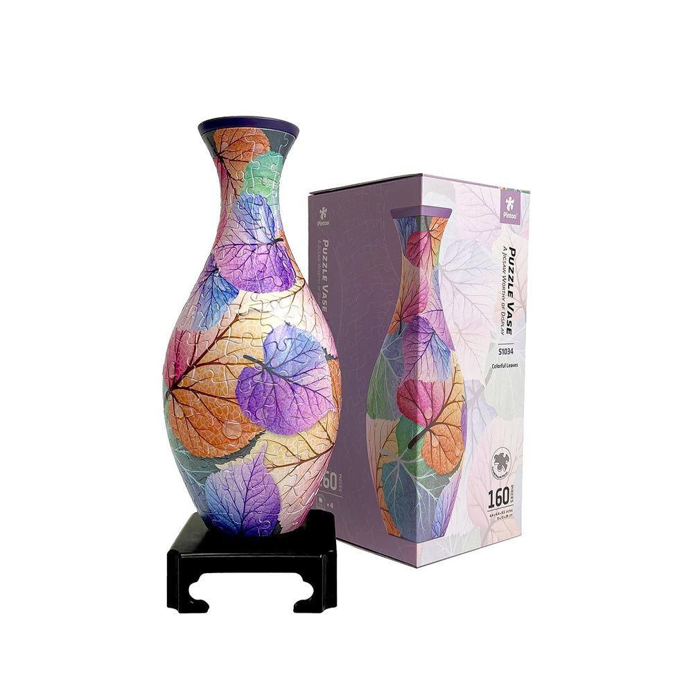 Pintoo Vase Colorful Leaves 3D Curved Puzzle DIY Model Kit