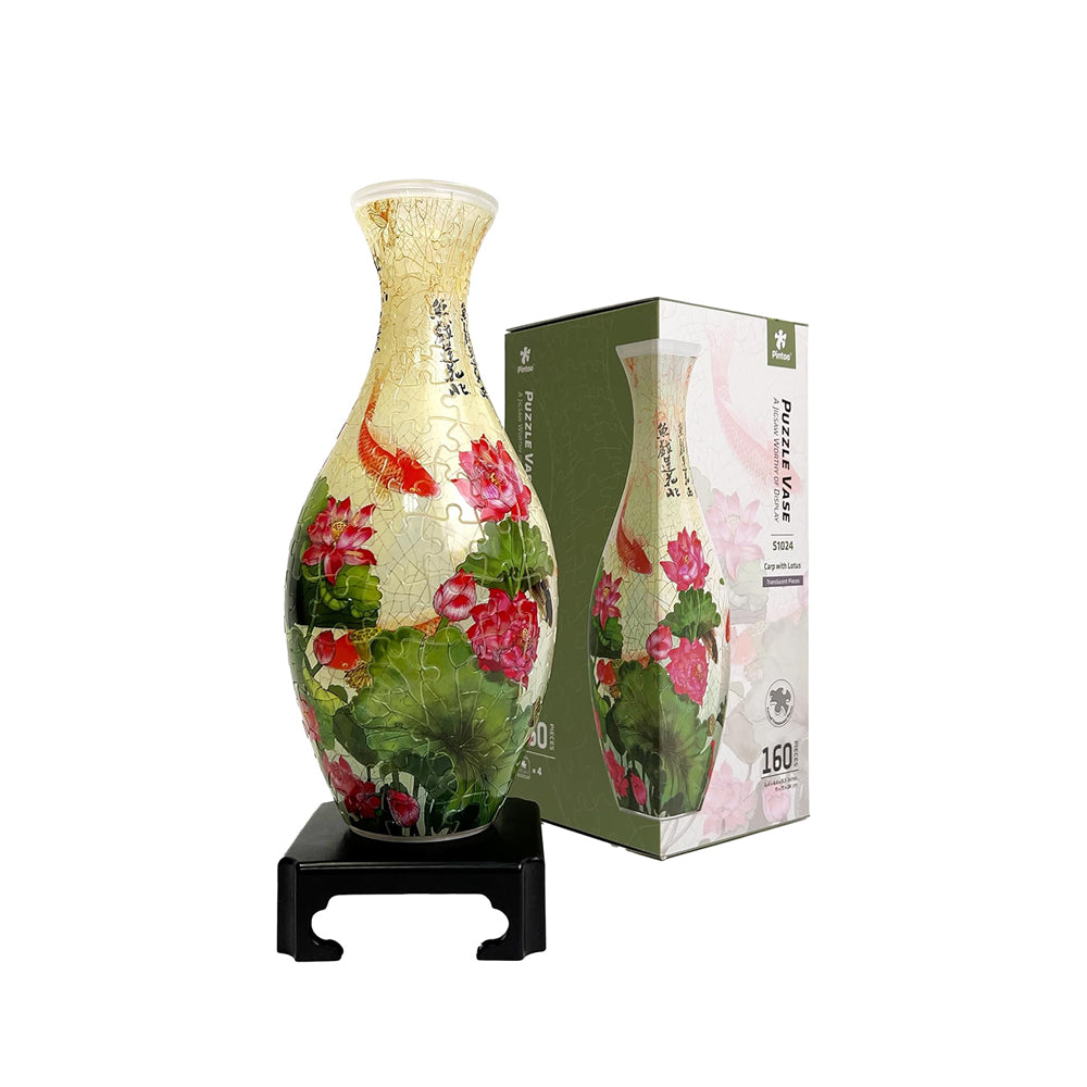 Pintoo Vase Translucent Carp With Lotus 3D Curved Puzzle DIY Model Kit