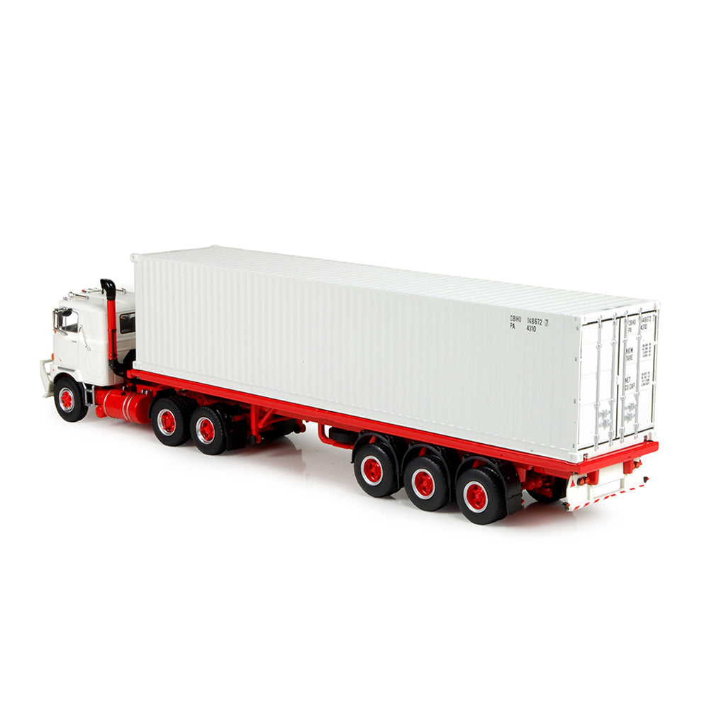 Tekno 1:50 Scale Mack F700 With 3 Axle Flat Top Trailer & 40' Container Diecast Model