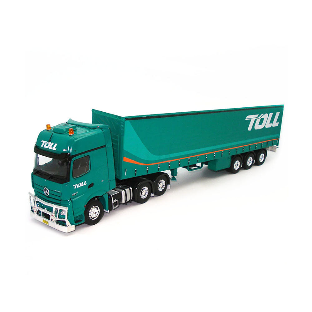 Roadragers 1:50 Scale Mercedes Benz MP04 Truck With Single Tautliner Toll Trailer Toy