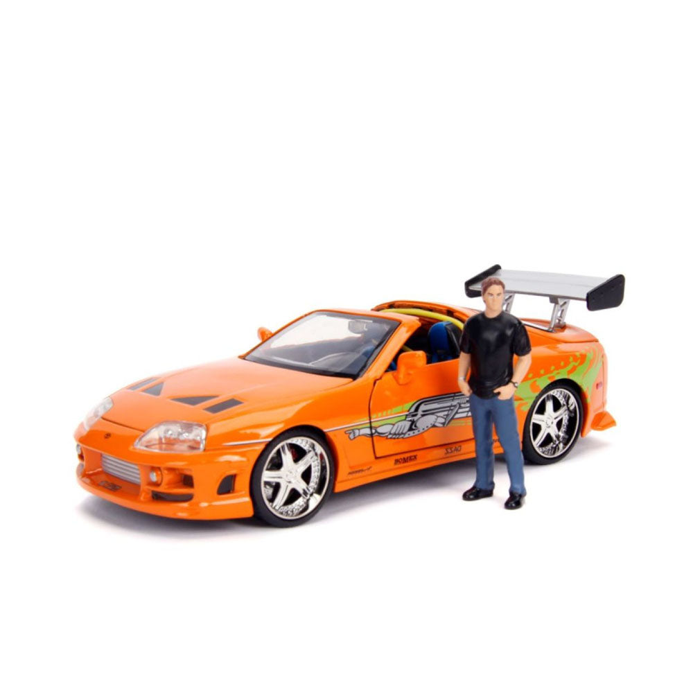 Jada 1:24 Fast And Furious Toyota Supra With Brian Orange Diecast Car Model Kit