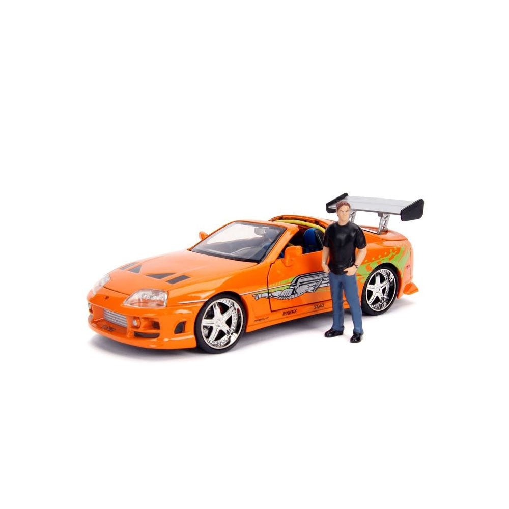 Jada 1:24 Scale Fast And Furious 1995 Toyota Supra With Brian Orange Diecast Car Model