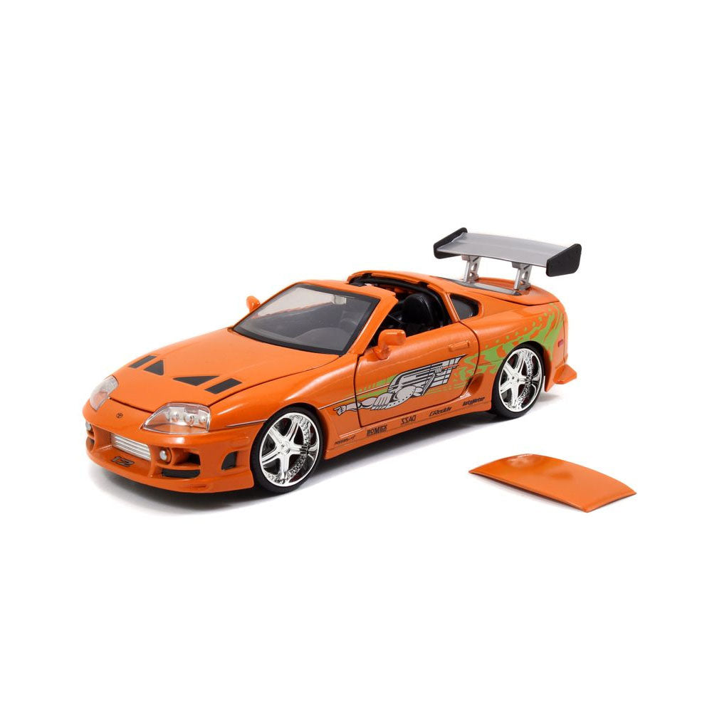 Jada 1:24 Scale Fast And Furious 1995 Toyota Supra With Brian Orange Diecast Car Model