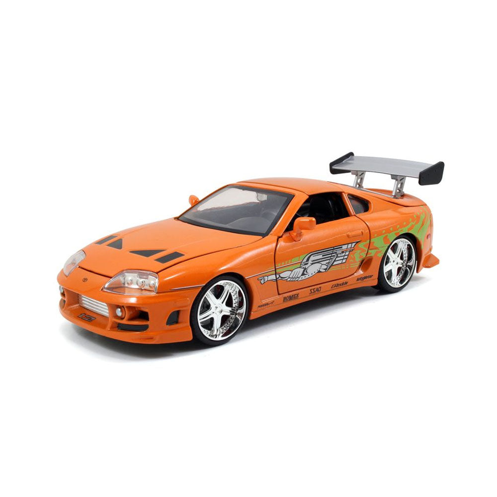 Jada 1:24 Scale Fast And Furious 1995 Toyota Supra With Brian Orange Diecast Car Model