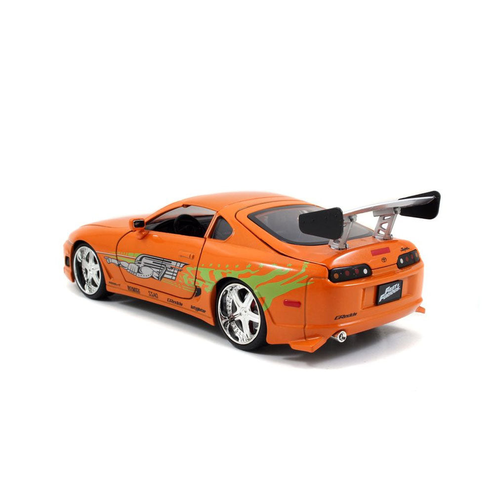 Jada 1:24 Scale Fast And Furious 1995 Toyota Supra With Brian Orange Diecast Car Model
