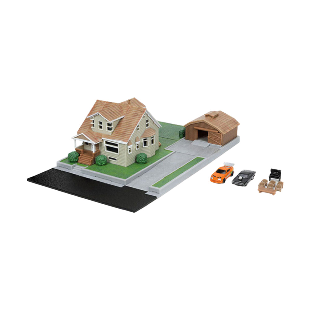 Jada Fast & Furious Dom's House Nano Scene With 2 Vehicles Diorama Model Toy