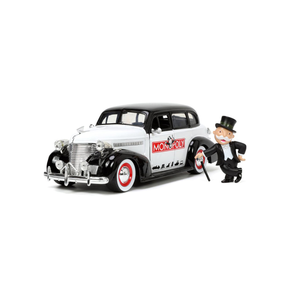 Jada 1:24 Scale Monopoly 1939 Chevy Master Deluxe Diecast Car With Mr Monopoly Figure