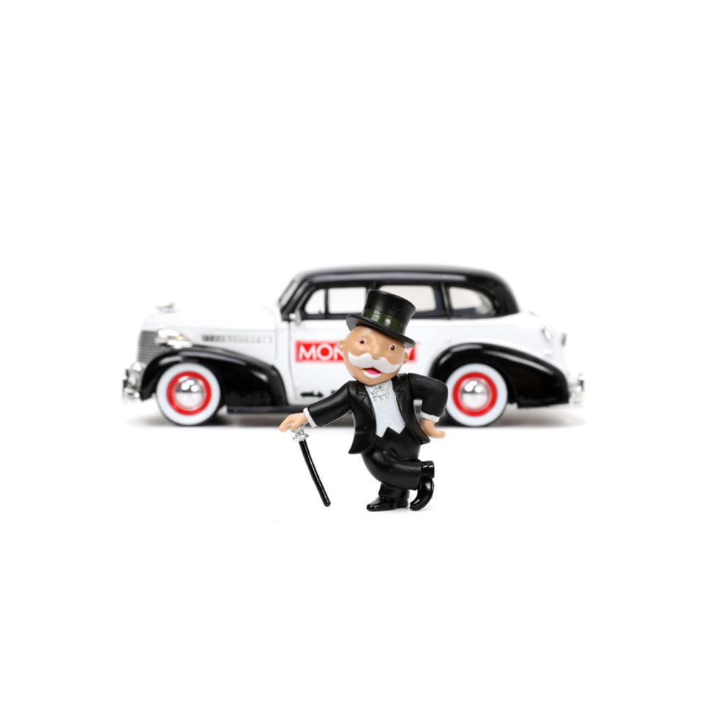 Jada 1:24 Scale Monopoly 1939 Chevy Master Deluxe Diecast Car With Mr Monopoly Figure