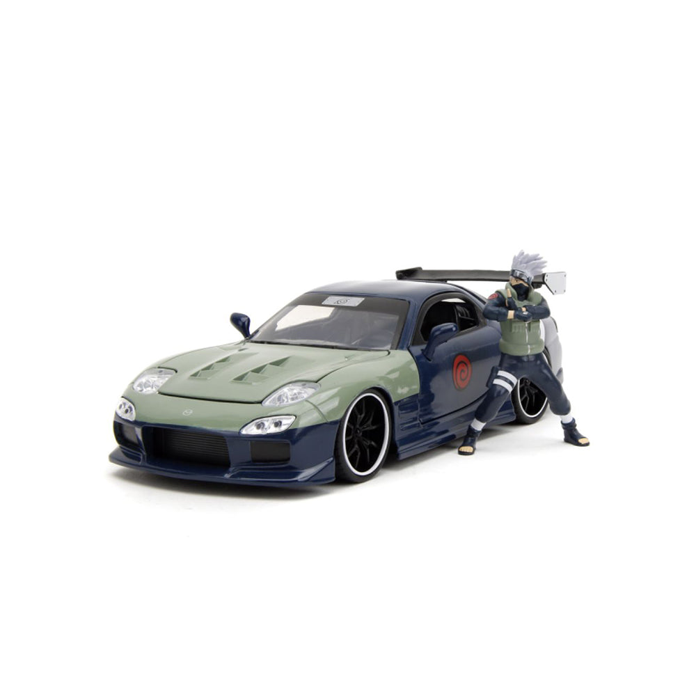 Jada 1:24 Scale Naruto Mazda RX-7 Diecast Vehicle With Kakashi Figure Model