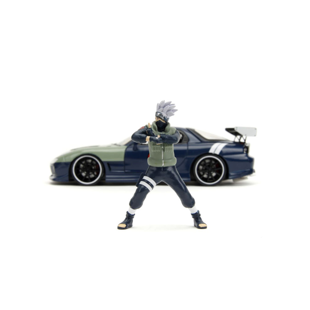 Jada 1:24 Scale Naruto Mazda RX-7 Diecast Vehicle With Kakashi Figure Model