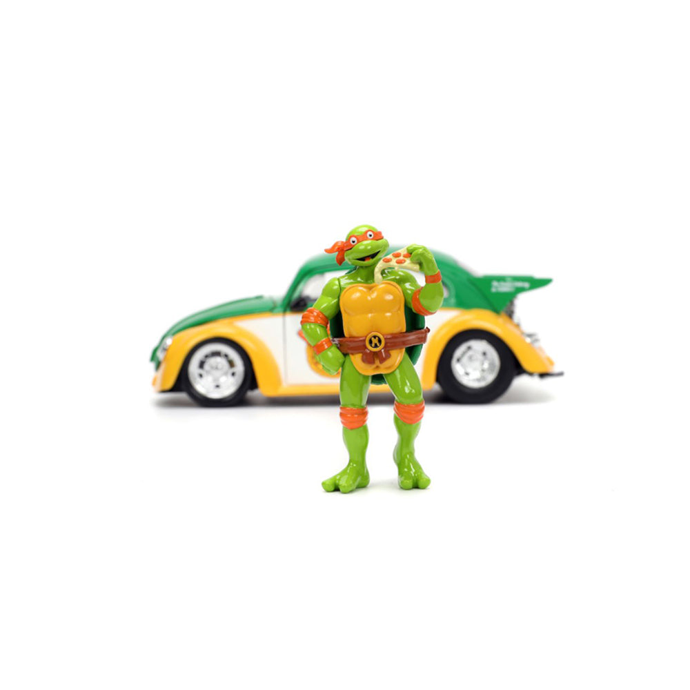 Jada 1:24 Scale Teenage Mutant Ninja Turtles Volkswagen Beetle & Michelangelo Model