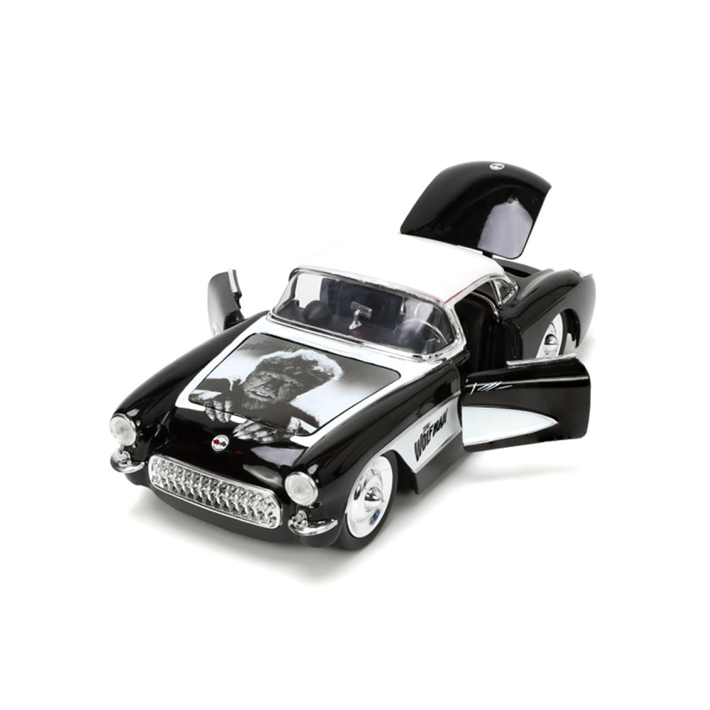 Jada 1:24 Scale Universal Monsters 1957 Chevrolet Corvette & Wolfman Figure Model