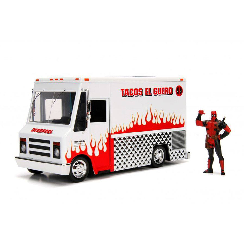 Jada 1:24 Scale Deadpool Comics Food Truck With Deadpool Figure Hollywood Rides Model